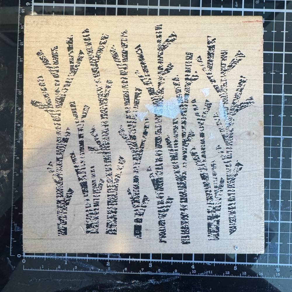 Wooden stamp Art Block with Black Tree Design 5" x 5"